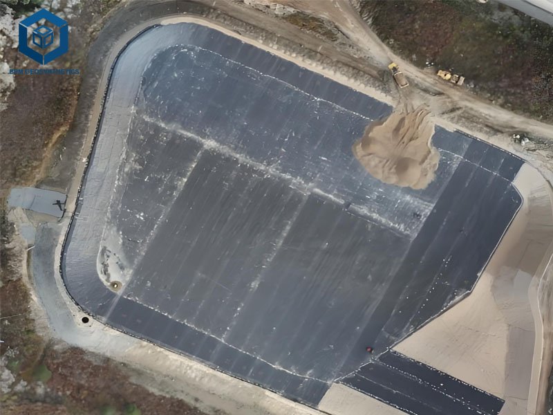 Textured HDPE Pond Liner Installation for Landfill